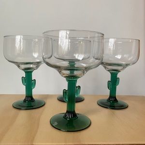 Vintage margarita cactus stem glasses set of 4